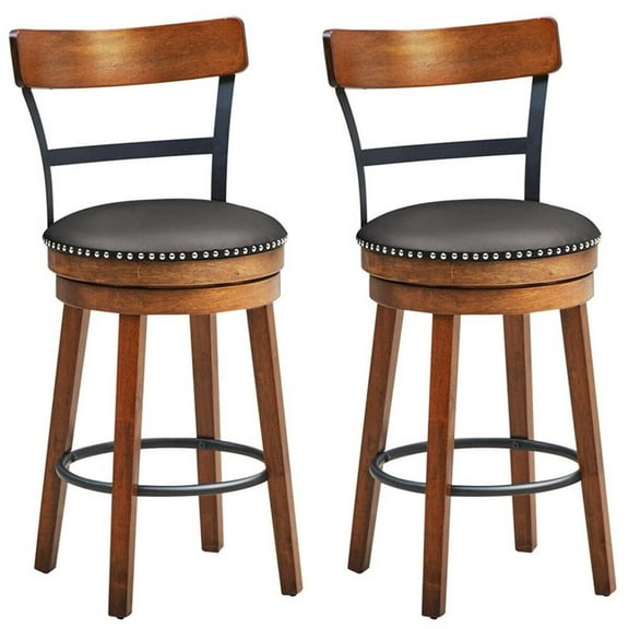 Pemberly Row Set of 2 BarStool 25.5'' Swivel Counter Height Dining Chair