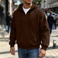 thumbnail image 2 of Ylhdenz Quarter Zip Hoodie for Men Casual Long Sleeve Pullover Tops Drawstring Solid Color Hooded Sweatshirts with Zipper Pocket Warm Fall Winter Hoodies L, 2 of 8