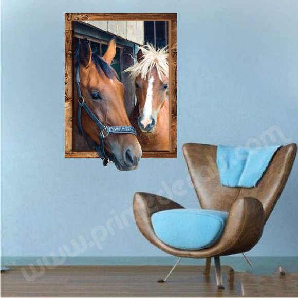 Horses Sticker Decor - Horse Frame Wall Decal Farm Animal Horse Wall Decal Mural Removable Peel and Stick Sticker Bedroom Apartment Wall Decal, a51