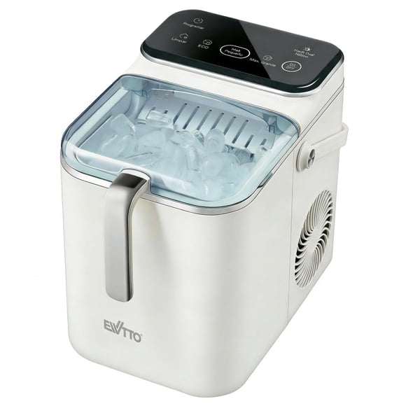 Máquina de Hielo EWTTO EW-H816 | Hielo en 6-8 min | 12kg/Día | 3 Modos: Grande/Pequeño/ECO | Programable | Autolimpieza | 1.8L Agua | Canasta 800g | Bajo Ruido ≤55dB | Uso Casero/Exterior