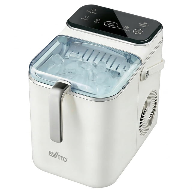 Máquina de Hielo EWTTO EW-H816 | Hielo en 6-8 min | 12kg/Día | 3 Modos: Grande/Pequeño/ECO | Programable | Autolimpieza | 1.8L Agua | Canasta 800g | Bajo Ruido ≤55dB | Uso Casero/Exterior