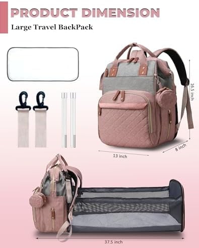 Diaper Bag with Changing Station, Waterproof 3 in 1 Diaper Backpack with Foldable Changing Pad, Baby Registry Search &Baby Shower Gifts - Newborn Essentials, Red-Green-Blue