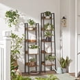thumbnail image 3 of 5-Tier Narrow Book Shelf, 11.8 x 13.3 x 66.9 Inches, Ladder Shelf for Home Office, Living Room, Bedroom, Kitchen, Rustic Brown and Ink Black, 3 of 6