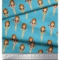 thumbnail image 3 of Soimoi Blue Poly Georgette Fabric Girl & Drinks Beach Print Sewing Fabric Yard 52 Inch Wide, 3 of 3