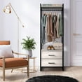 thumbnail image 6 of Sorbus Clothing Rack with Drawers – Tall Garment Rack with Wood Top, Steel Frame & Fabric Drawers – Stand Alone Closet Organizer, Greige, 6 of 9