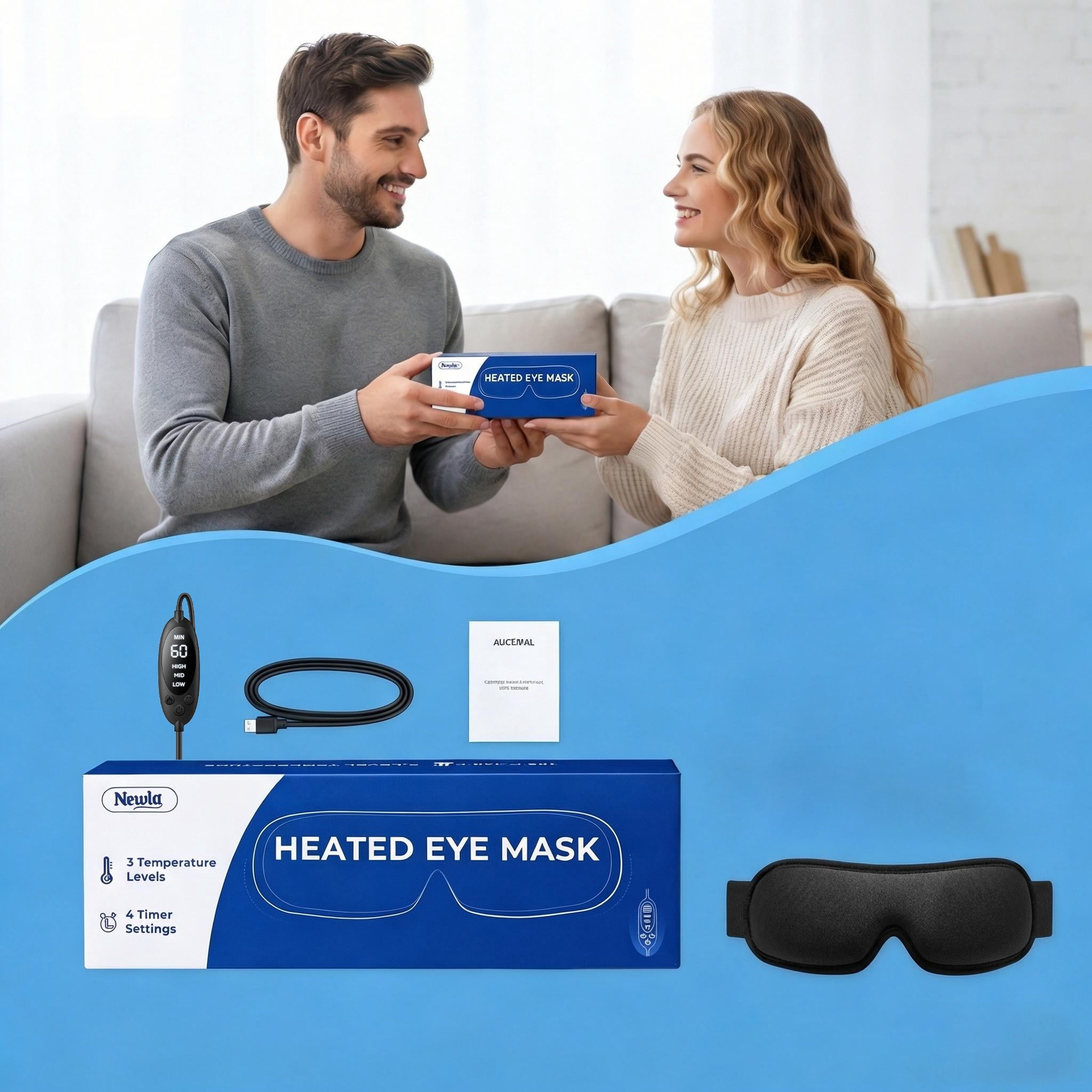 FACEMOON USB Heated Eye Mask for Dry Eyes Relief and Better Sleep, Warm Compress with Constant Temperature Comfort Therapy