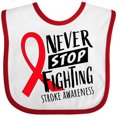 thumbnail image 3 of Inktastic Never Stop Fighting Stroke Awareness Red Ribbon Boys or Girls Baby Bib, 3 of 4