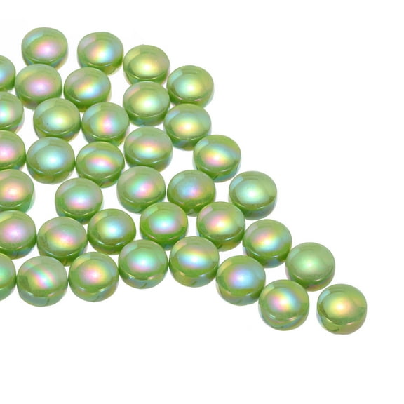 Uxcell Ceramics Beads,70pcs Flat Ceramics Gemstone Light Green Iridescent 0.22lbs