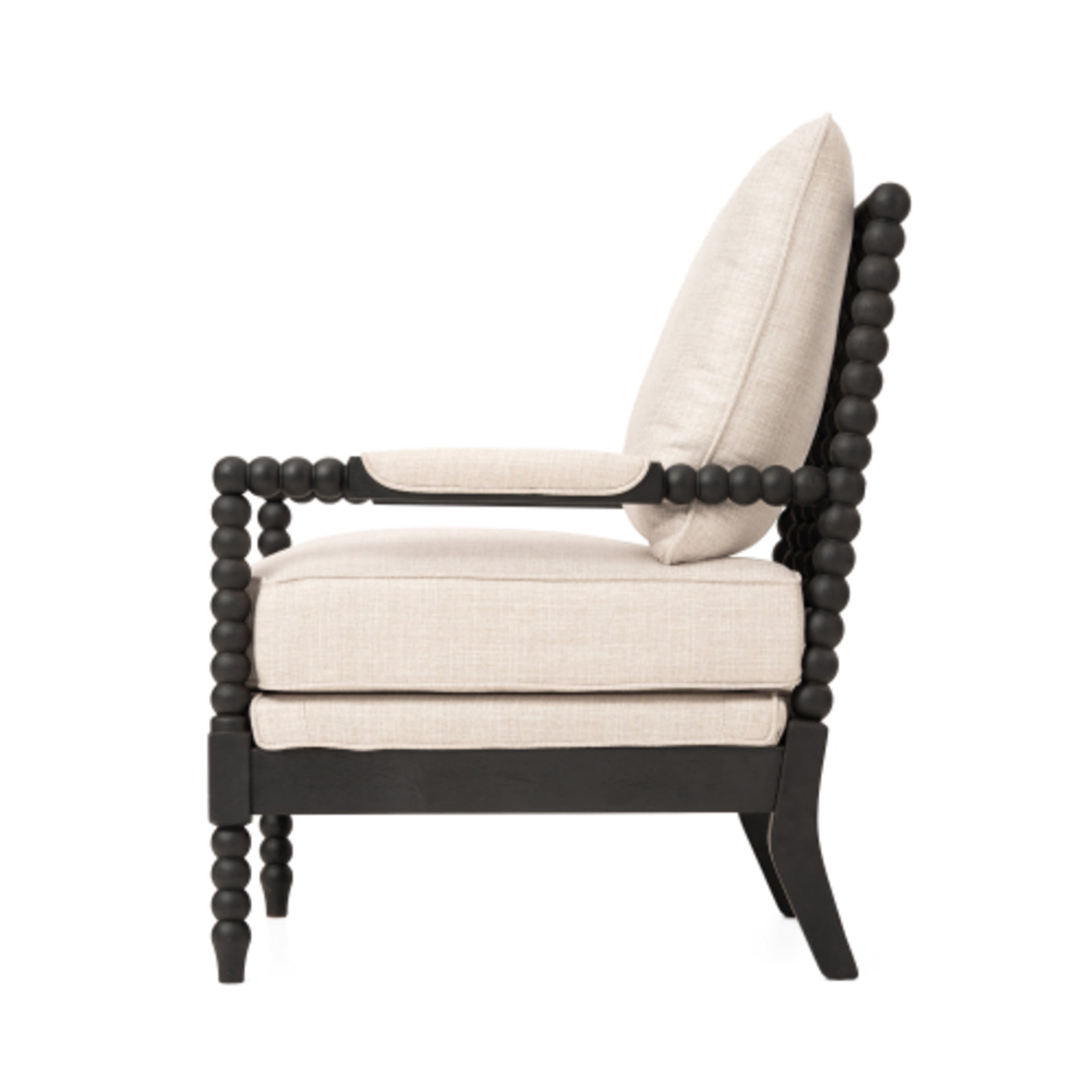 Noble House Illis Modern Rubber Wood Upholstered Accent Chair, Comfortable Living Room Leisure Chair, Black & Gray