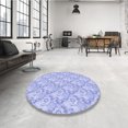 thumbnail image 4 of Ahgly Company Machine Washable Indoor Round Transitional Sky Blue Area Rugs, 5' Round, 4 of 7