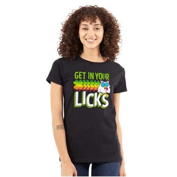 St Paddys Get In Your Licks Candy Owl Women's T Shirt Ladies Tee Brisco Brands S
