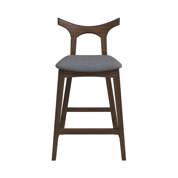Ashcroft Aversa Fabric Upholstered Counter Stool in Gray (Set of 2)