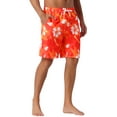 thumbnail image 5 of INSPIRE CHIC Men's Tropical Floral Print Elastic Waist Drawstring Hawaiian Summer Beach Swim Shorts 28 Red, 5 of 5