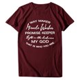 thumbnail image 1 of B91xZ Hauts pour Femmes Été 2024 T-Shirt à Manches Courtes Imprimé Col Rond, Vin TTG, 1 of 5
