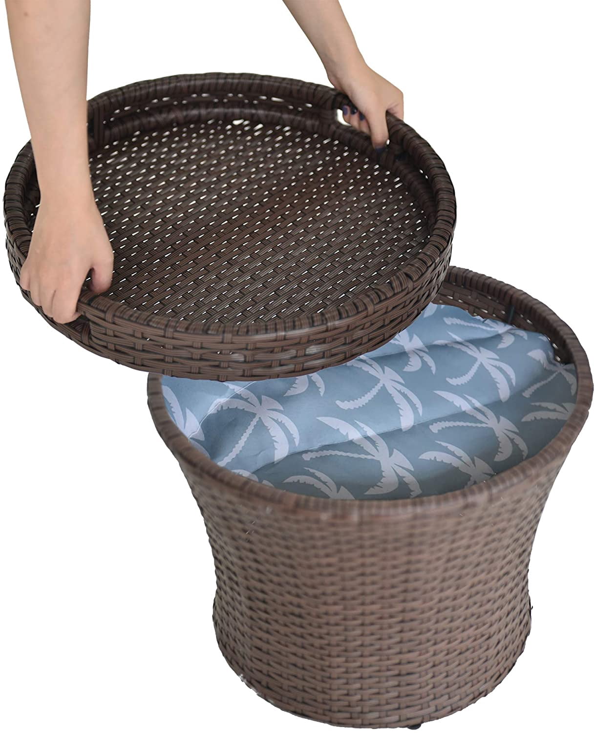 sundale outdoor bar stools on Sundale Outdoor Wicker Umbrella Side Table All Weather Patio Storage Box Outdoor Rattan Bistro Table Walmart Com Walmart Com