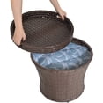 thumbnail image 7 of Sundale Outdoor Wicker Side Table All-Weather Patio Storage Box Rattan Bistro Table Brown, 7 of 7
