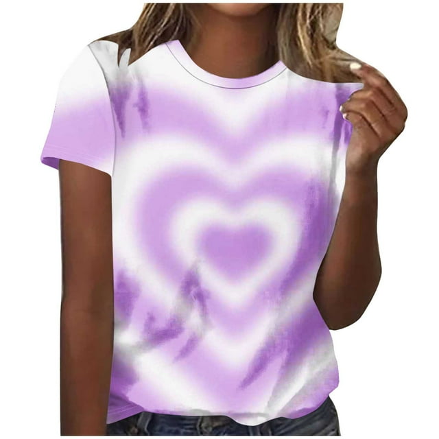 T-Shirts pour Femmes, Haut Décontracté à Manches Courtes Imprimé Col Rond, T-Shirt pour Femmes