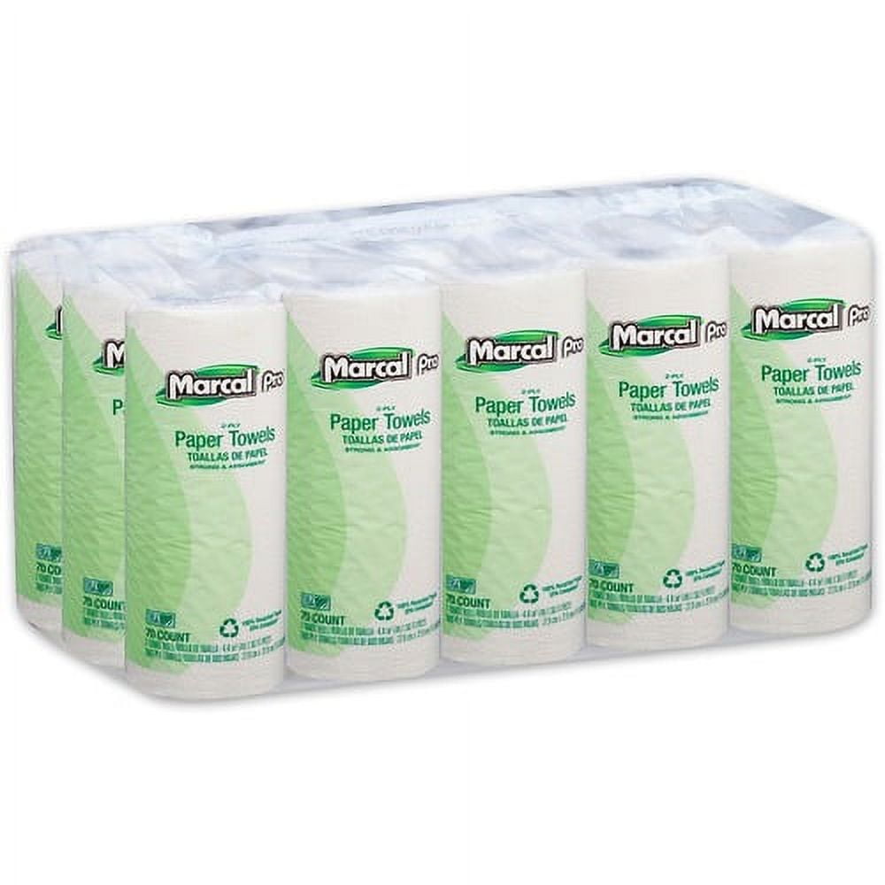 Marcal PRO 100% Premium Recycled Perforated Kitchen Roll Towels, 11 x 9, White, 70/Roll, 15 Rolls/Carton -MRC610