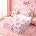 thumbnail image 5 of meiyoeat pink Kawaii Floral Twin Sheets,Gray Cute Flowers Bedding,3pcs,1 Fitted Sheet and 1 Pillowcase, 5 of 6
