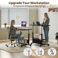 thumbnail image 6 of edx Height Adjustable Desk Standing Desk Small Desk for Small Spaces, Mobile Rolling Computer Desk on Wheels, Portable Desks Study Table for Home Office,Black, 6 of 7