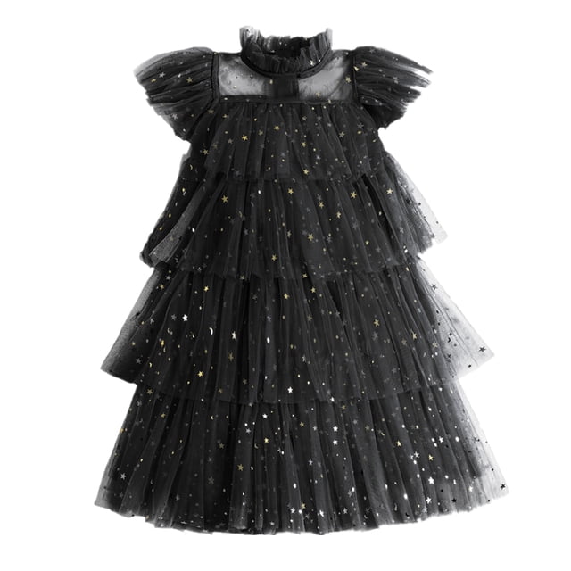 Disfraz de Cosplay de Wednesday para niña, vestido gótico negro para fiesta de Halloween, novedad de 2023