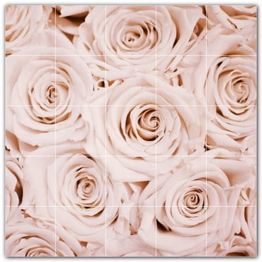 Picture-Tiles.com: Flowers Ceramic Tile Wall Mural WAL500630-55S. 21.25"W x 21.25"H using (25) 4.25" x 4.25" Ceramic Tiles-Satin Finish