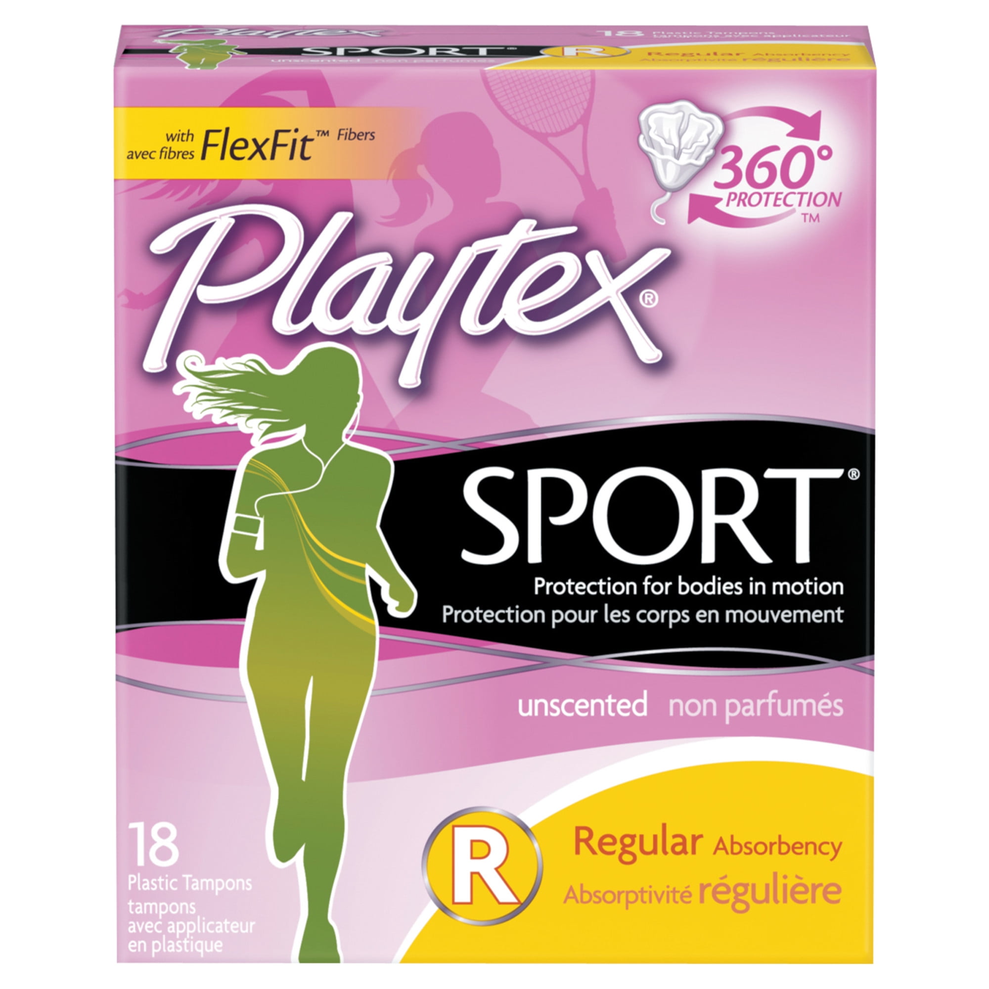 Playtex Sport Plastic Tampons Unscented Regular 18 Ct Walmart Com