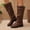 Brown, variant on Yeahitch Womens Boots Mid Calf Low Heel Women Boots Round Toe Chunky Heel Warm Comfortable Tall Boots