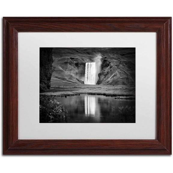 Trademark Fine Art 'Double Skogafoss' Canvas Art by Philippe Sainte-Laudy, White Matte, Wood Frame