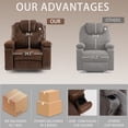 thumbnail image 3 of IMKHK Swivel Rocker Recliner Chair with Side Pockets and Hidden Cup Holders, Extra Wide Manual Recliner for Living Room, Faux Leather Ergonomic Lounge Chair Single Sofa Chair, Brown, 3 of 9