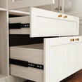 thumbnail image 5 of Wiawg 4 Door Wardrobe Armoire Closet with Frosted Glass Doors , Bedroom Armoire with Hanging Rods & 2 Drawers, Clothes Wardrobe,19.7”D x 63”W x 70.9”H, 5 of 9