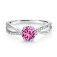 thumbnail image 2 of Gem Stone King 925 Sterling Silver Ring Round Created Sapphire and Moissanite (1.08 Cttw) (Size 6), 2 of 4
