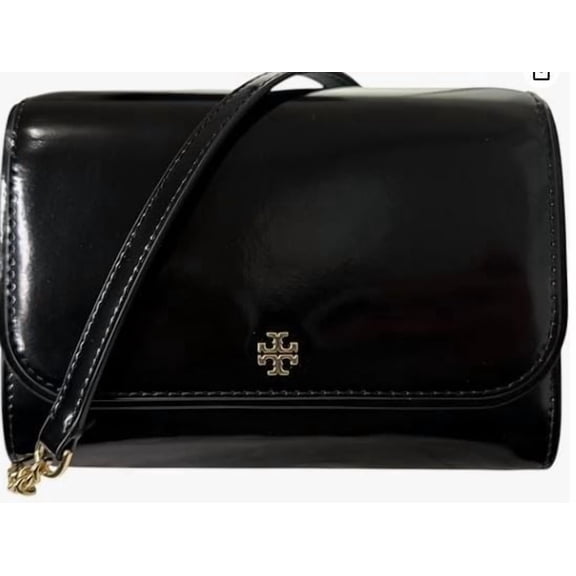 Tory Burch Emerson Flap Tory Gold Hardware Women's Shoulder Bag, Black