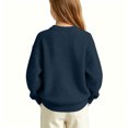 thumbnail image 5 of Winter Sweaters for Girl Cozy Thermal Long Sleeve Crew Neck Cute Bow Printed Pullover Sweater for Daily Casual Family Gathering Wear Navy 15-16 Years, 5 of 7