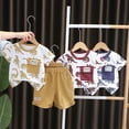 thumbnail image 4 of eczipvz 3t Summer Clothes Boy Toddler Baby Boy Clothes Shorts Set Dinosaur Print Shirt Short Sleeve Top Solid Shorts Summer Outfit Navy 4-5 Years, 4 of 4