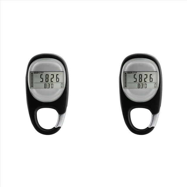2X Podómetro para Caminar, Podómetro Portátil para Caminar, Contador de Pasos 3D, Rastreador de Pasos Electrónico Simple con Mosquetón