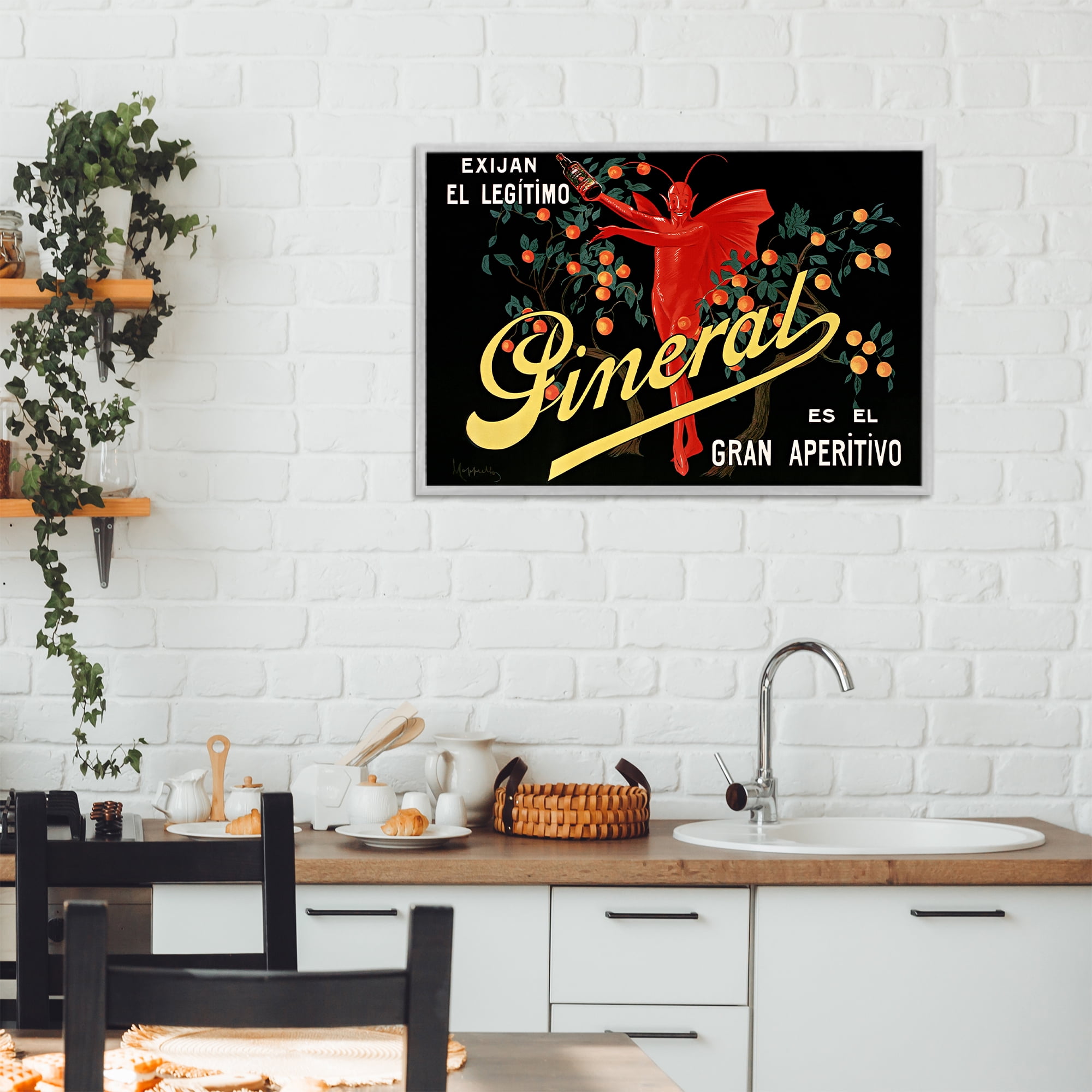 Stupell Industries Aperitif Poster with Character Gray Framed Giclee Art, design by Leonetto Cappiello