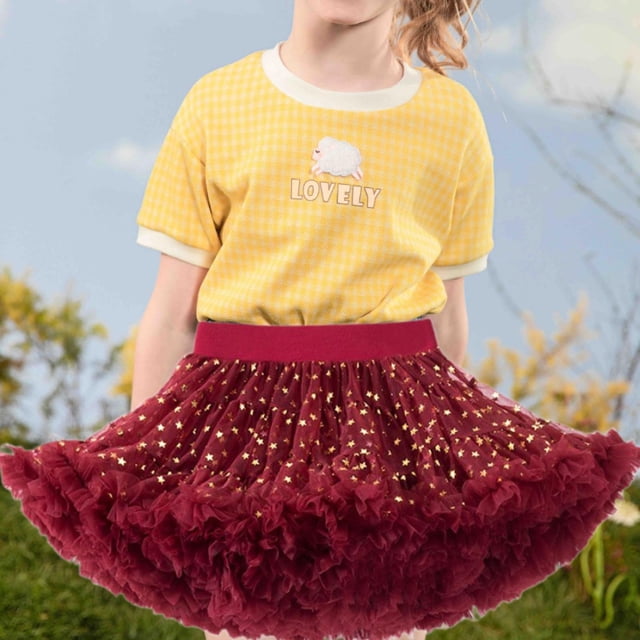 Falda tutú para niñas, faldas de baile con gradas, vestido elegante, vestido de princesa para niños, Falda corta L