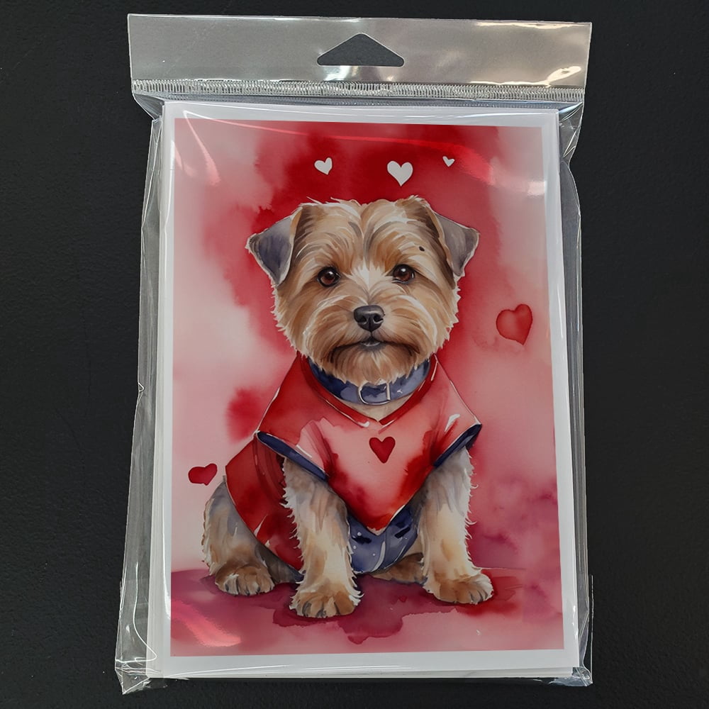 Norfolk Terrier My Valentine Greeting Cards Pack of 8 7 in x 5 in