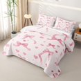 thumbnail image 3 of Erosebridal Girly Pink Ribbon Quilt King, Watercolor Love Heart King Coverlet Set for Girl, 3-Piece, 3 of 7