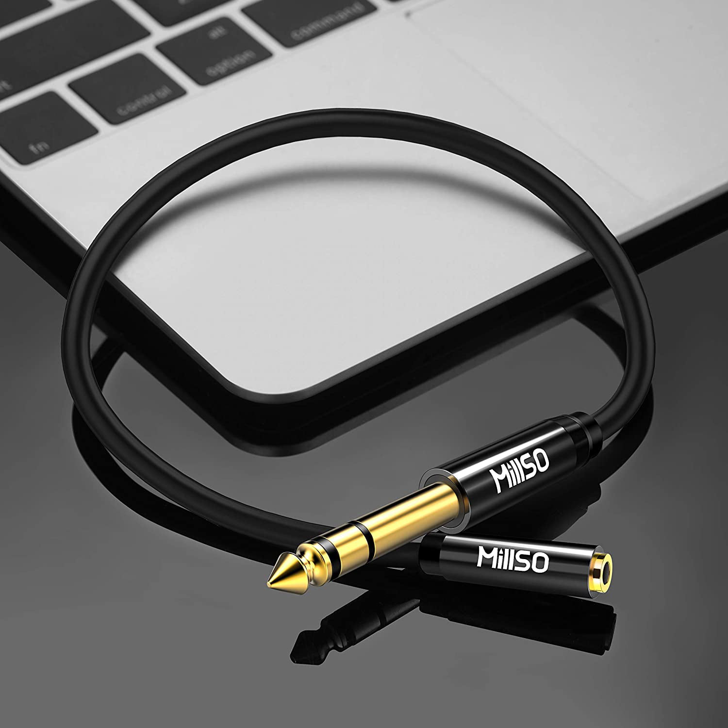 TRS Headphone Adapter 6.35mm Female to 3.5mm Male 1/8 to 1/4 Stereo Audio Adapter for Amplifier Speaker to Phone 12inch/30cm Laptop Piano Headphone Guitar MillSO 1/4 to 3.5mm Instrument Cable 