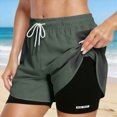 thumbnail image 2 of KPOPLK Women 2 in 1 Running Shorts High Waisted Athletic Shorts Gym Workout Shorts with Mesh Liner Zipper Pockets S-2XL Size M,AG, 2 of 8