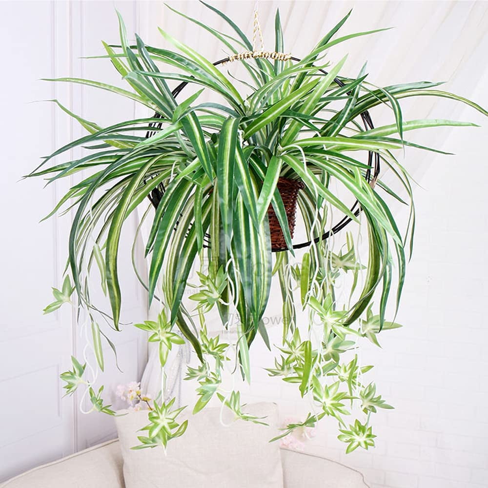 Viworld 8PCS Artificial Hanging Plants Fake Spider Silk Plants Chlorophytum Wall Hanging Plants Artificial Chlorophytum Silk Flowers for Indoor Outdoor Wall Decor