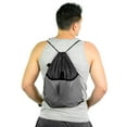 thumbnail image 2 of Mato & Hash Drawstring Cinch Bag Backpack With Mesh Pocket Polyester Tote Sack - 2PK Black CA2600, 2 of 4