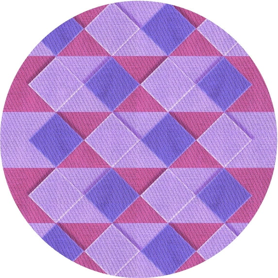 Ahgly Company Machine Washable Indoor Square Transitional Bright Lilac Purple Area Rugs, 3' Square