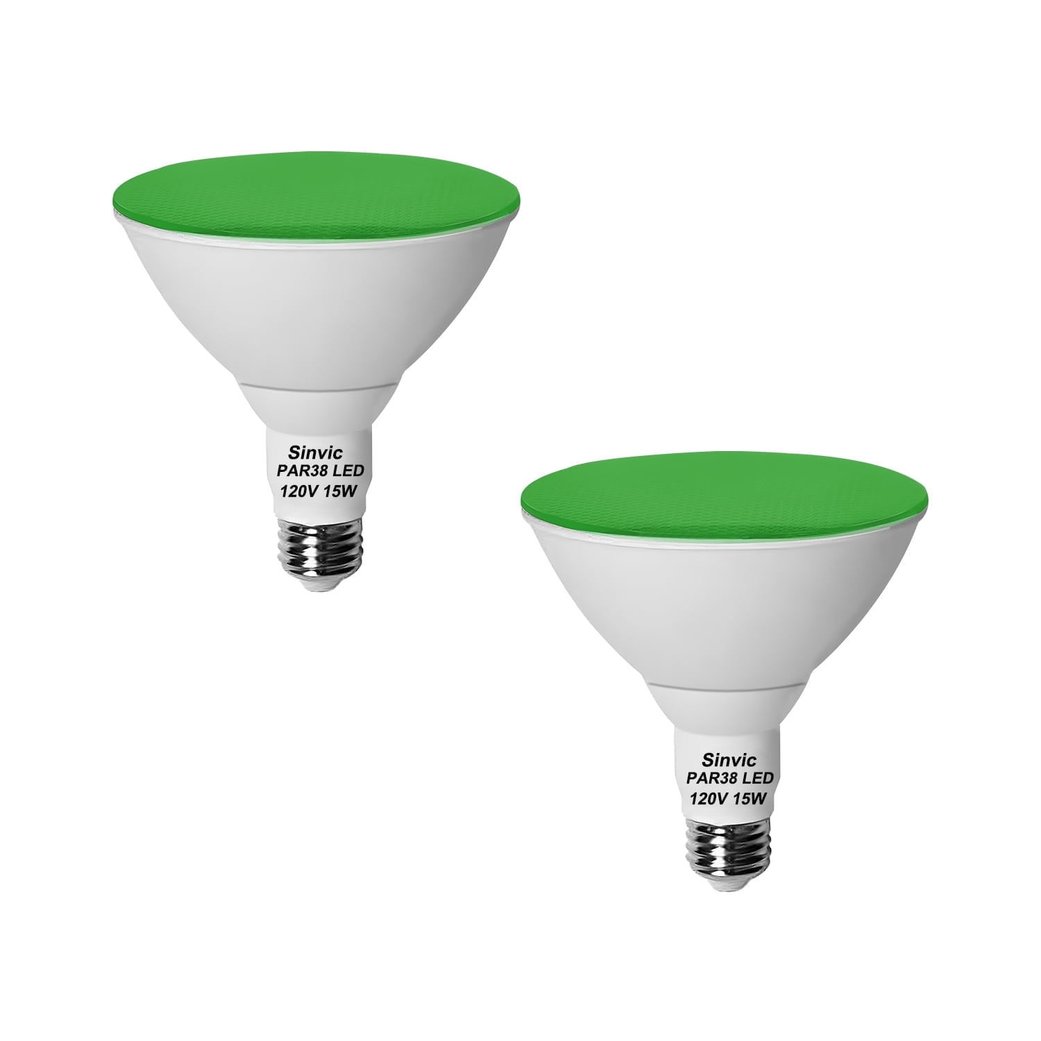 Sinvic 2 Pack Dimmable Green PAR38 LED Bulb 15W 150W Equiv 700LM 120V E26 Outdoor Flood Light