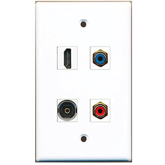 RiteAV - 1 Port HDMI 1 Port RCA Red 1 Port RCA Blue 1 Port Toslink Wall Plate