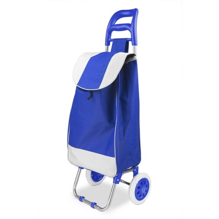 Home Basics Solid Rolling Shopping Cart, Blue