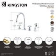 thumbnail image 5 of Kingston Brass KS2792AXBS Governor Double-Handle 4-Hole Widespread Kitchen Faucet with Brass Sprayer in Polished Brass, 5 of 6