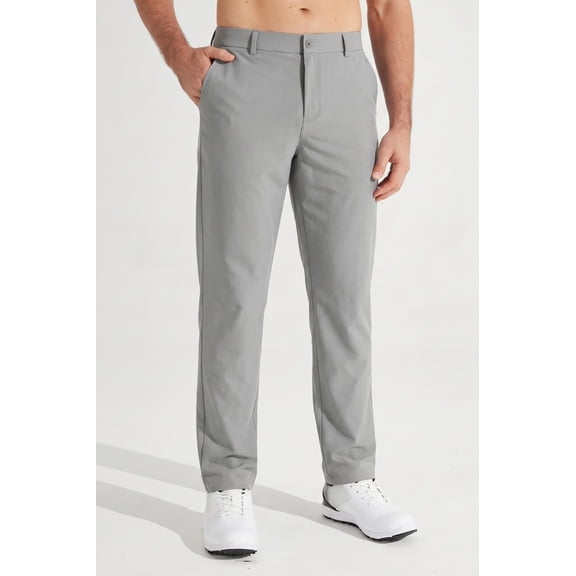MASKERT Mens Golf Pants-Stretch Work Dress Pants Quick Dry Lightweight Casual Comfy Trousers with Pockets Light Gray（Size XS-XXXL）